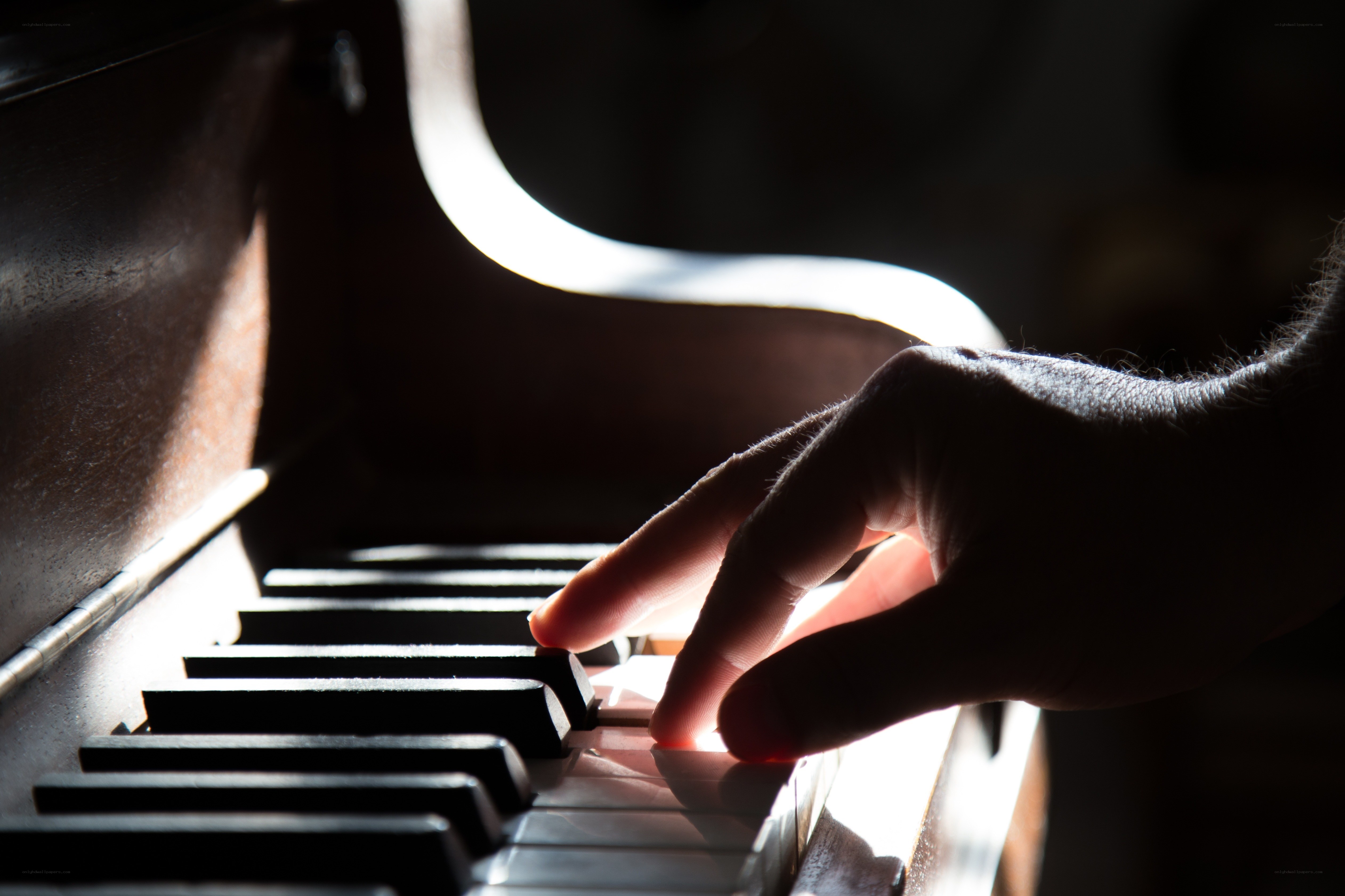 hand playing piano keys