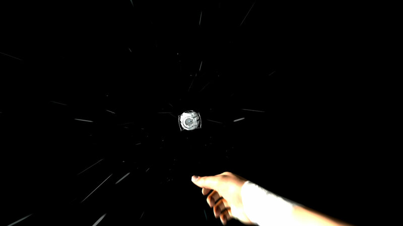 hand pointing at object in space