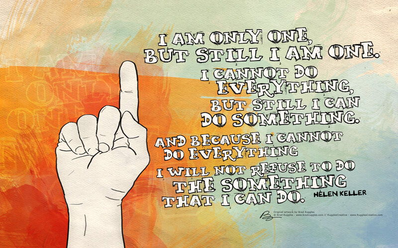 hand pointing up with quote