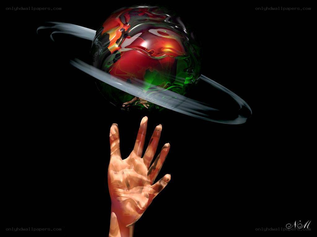hand reaching for planet