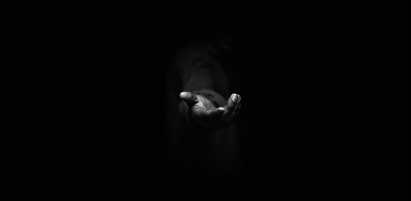 Hand Reaching Forward — Black