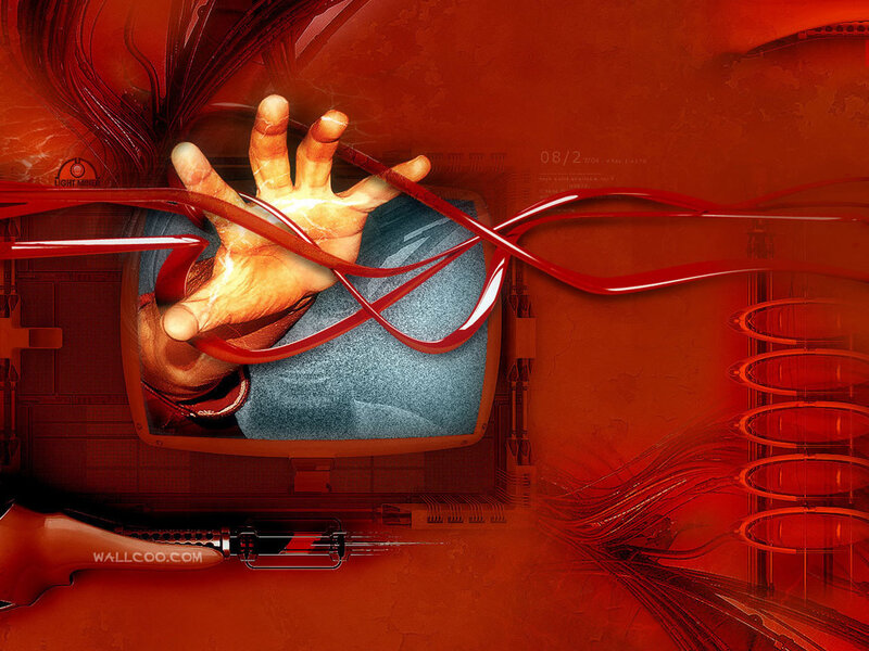 hand reaching from screen
