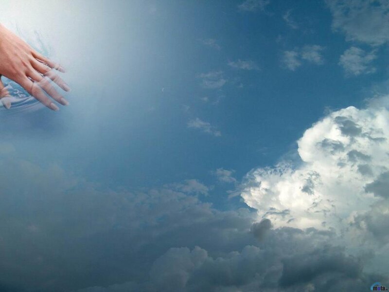 Hand Reaching from Water — Blue, Serene