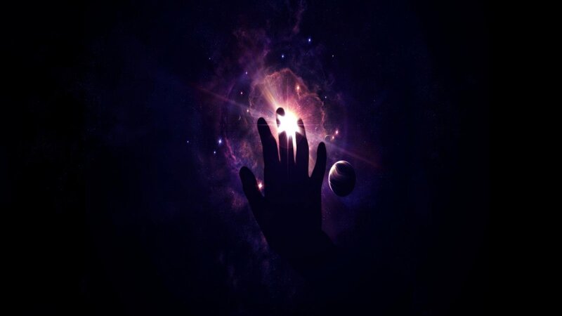 hand reaching into space