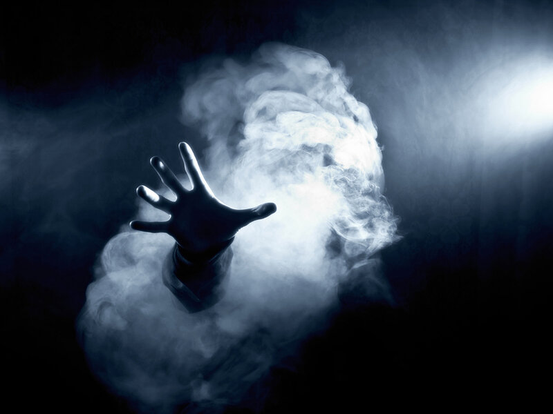 Hand Reaching Through Smoke — Black, Dramatic