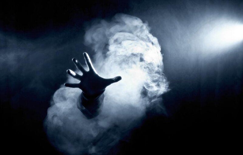 Hand Reaching Through Smoke — Black