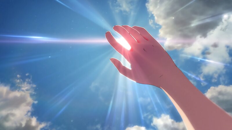 Hand Reaching Toward Sun — Blue