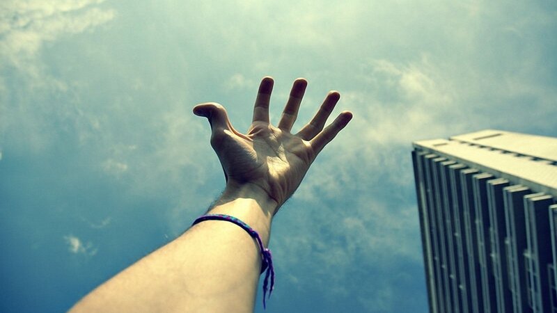 Hand Reaching Up — Blue, Dramatic