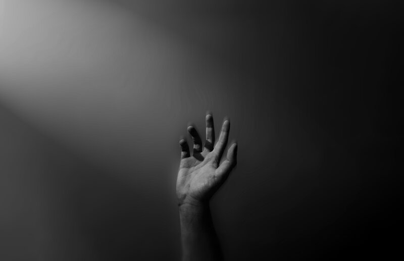 Hand Reaching Upward — Black
