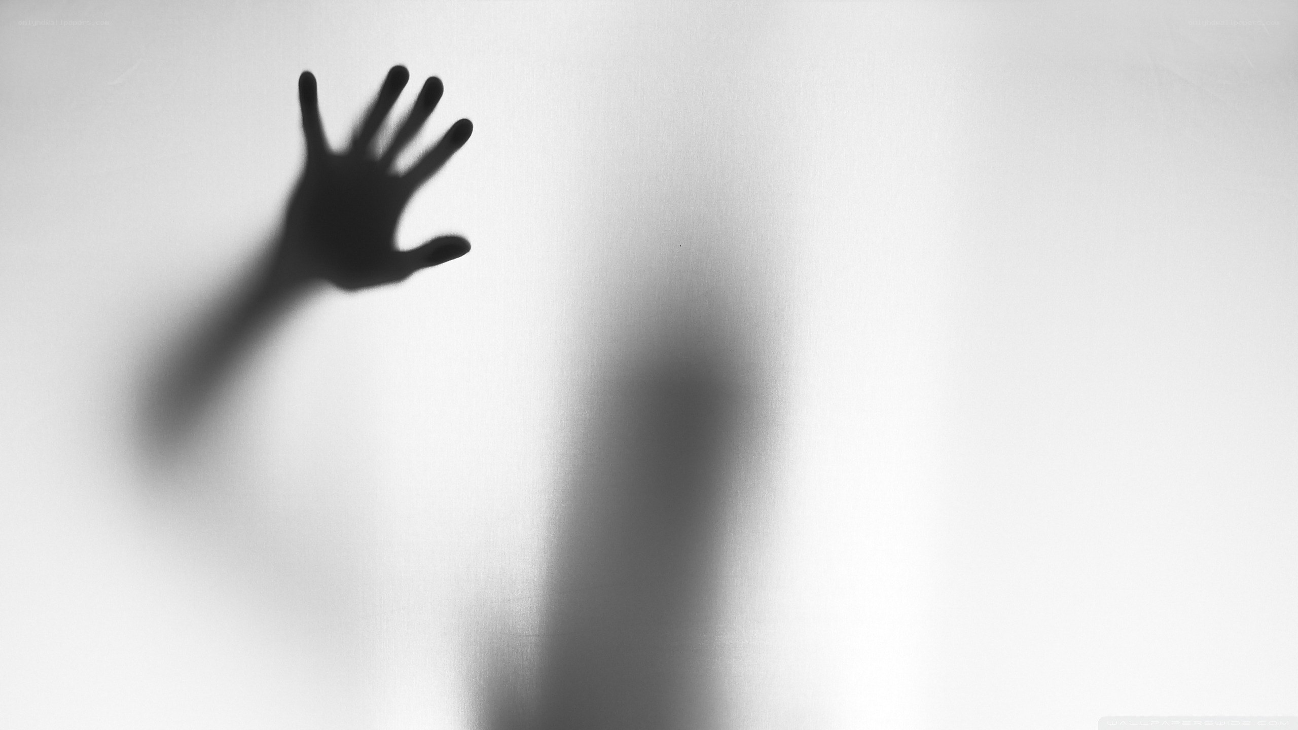 hand shadow on frosted glass