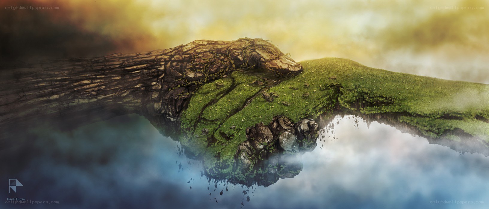 Hand-shaped landform landscape