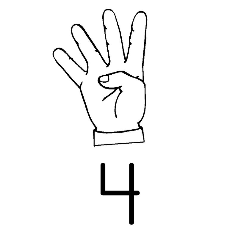 Hand Showing Four Fingers — Black
