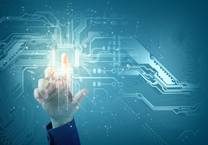 Hand Touching Circuit Board