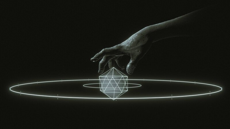Hand Touching Geometric Shape