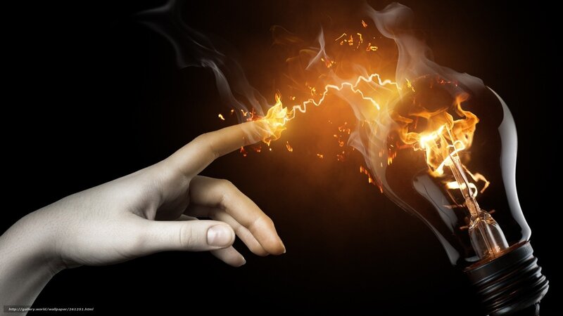 hand touching light bulb