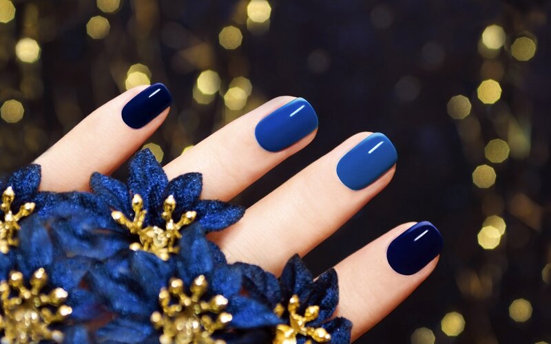 Hand with Blue Nails