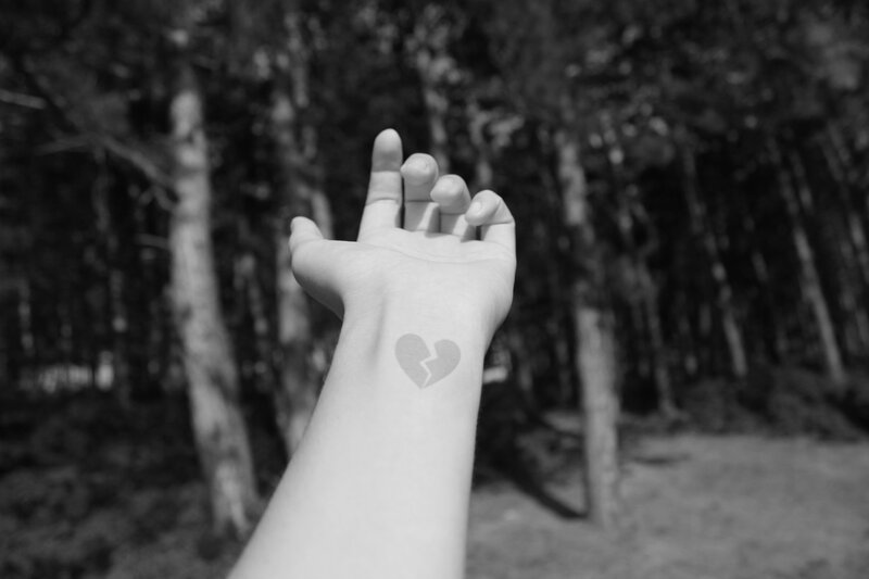 Hand with Broken Heart Tattoo