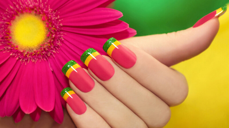 Hand with Colorful Nails — Pink