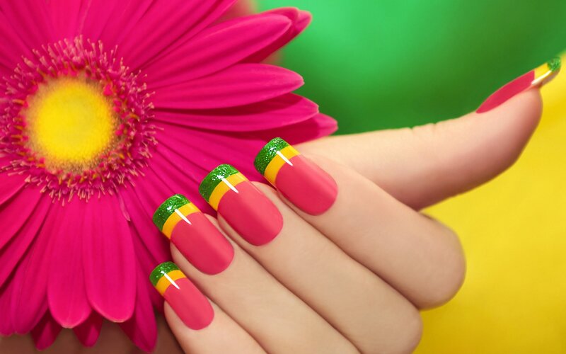 Hand with Colorful Nails