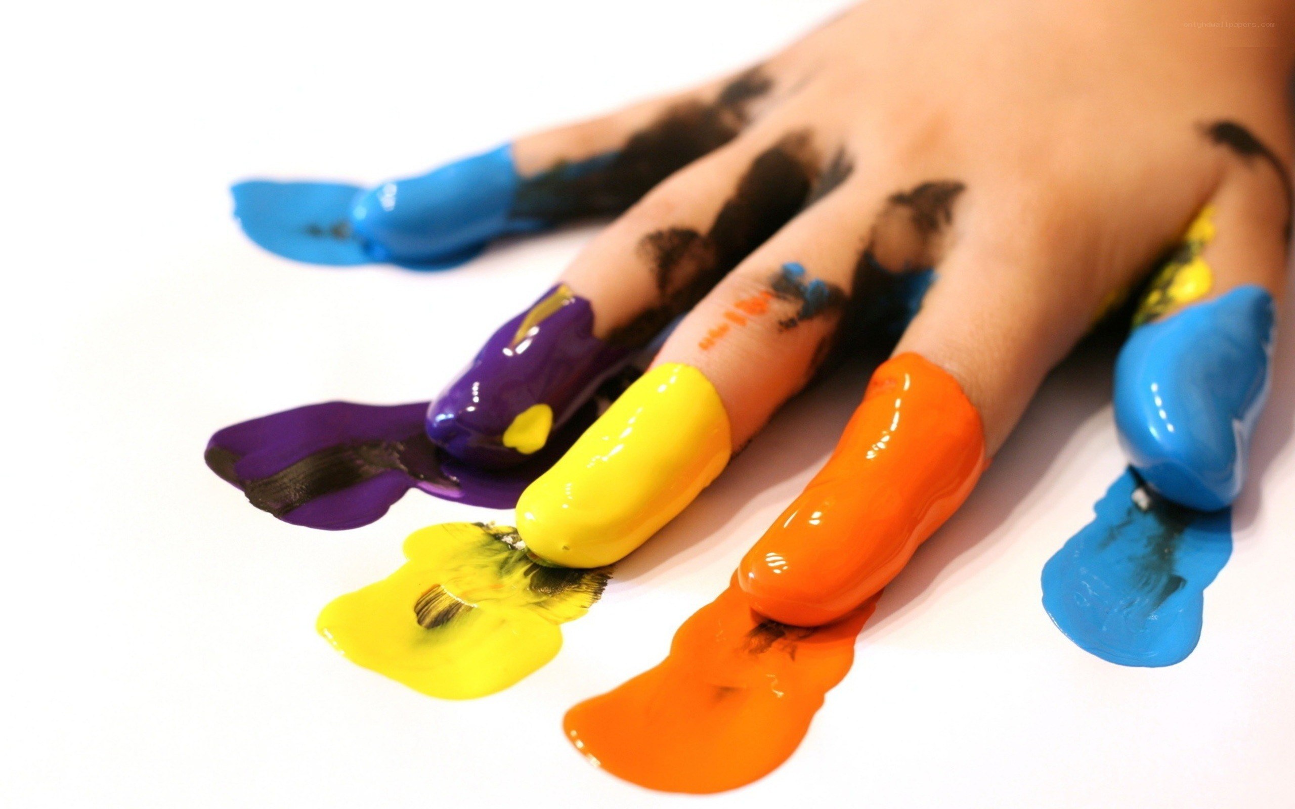 hand with colorful paint