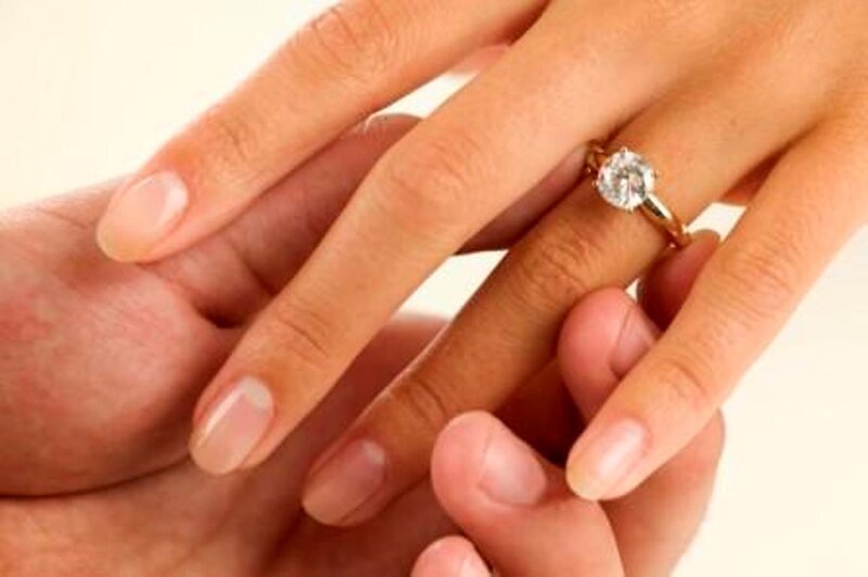 Hand with Diamond Ring — White