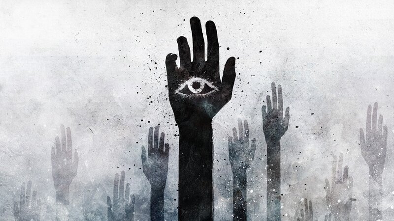 Hand with Eye Symbol — Black, Dramatic
