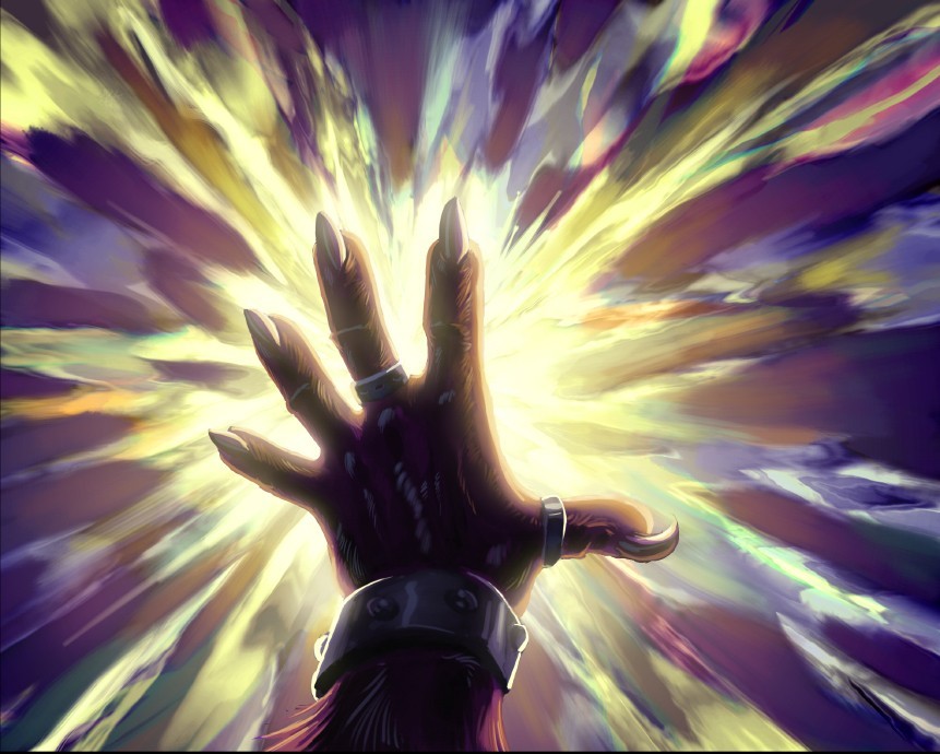 hand with glowing energy