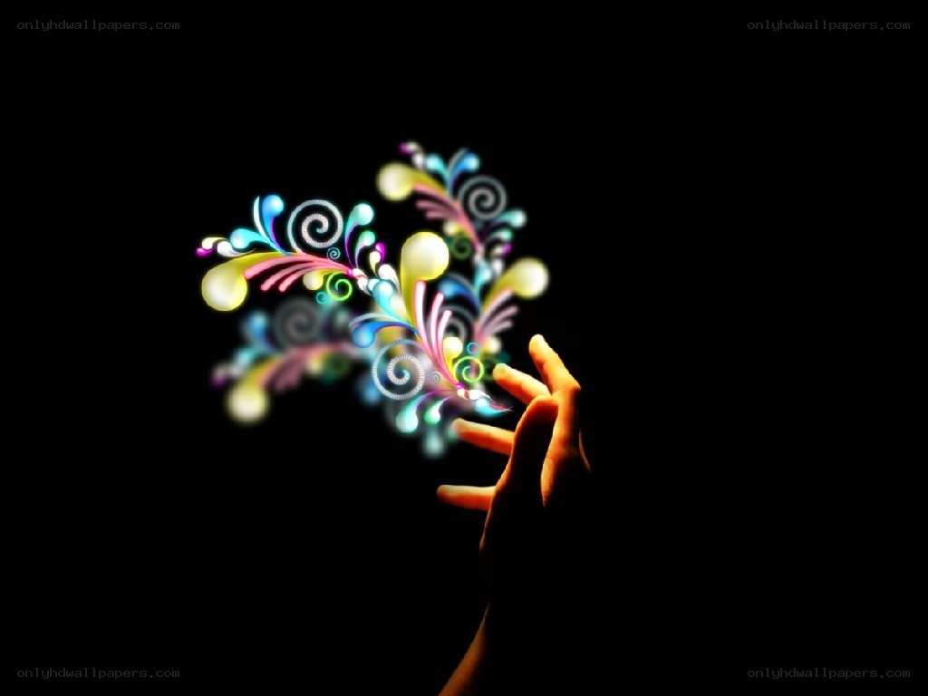 hand with glowing floral design