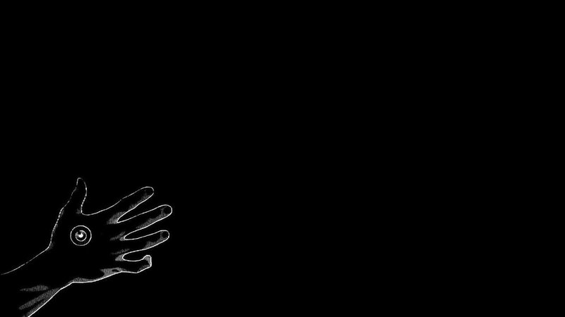 hand with glowing symbol