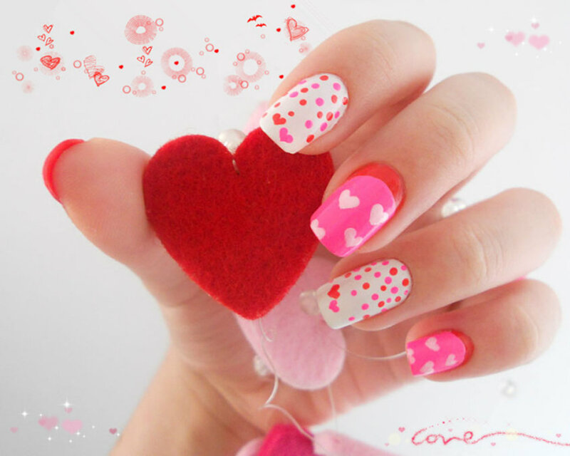 Hand with Heart Nail Art