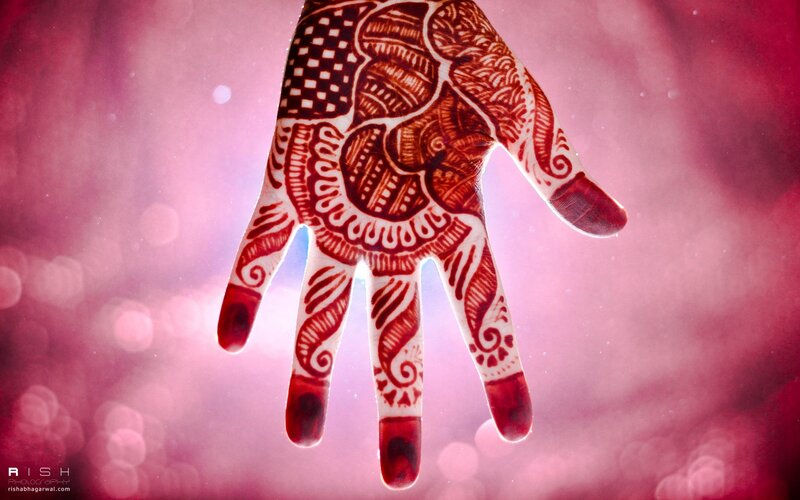 Hand with Henna Design — Red, Dramatic