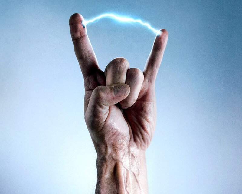 hand with lightning bolt