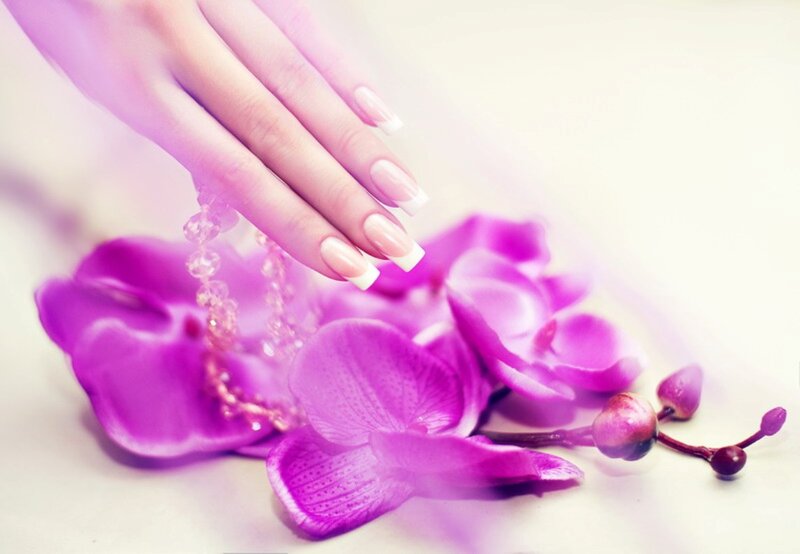 Hand with Manicured Nails — Purple