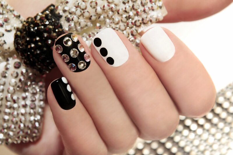 Hand with Nail Art — Black, Elegant