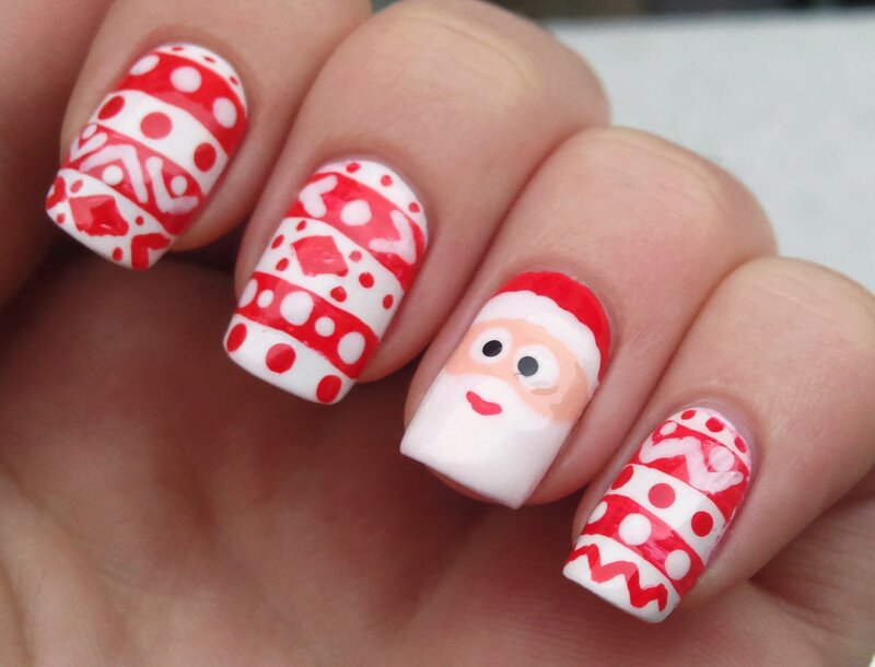 Hand with Nail Art — Red