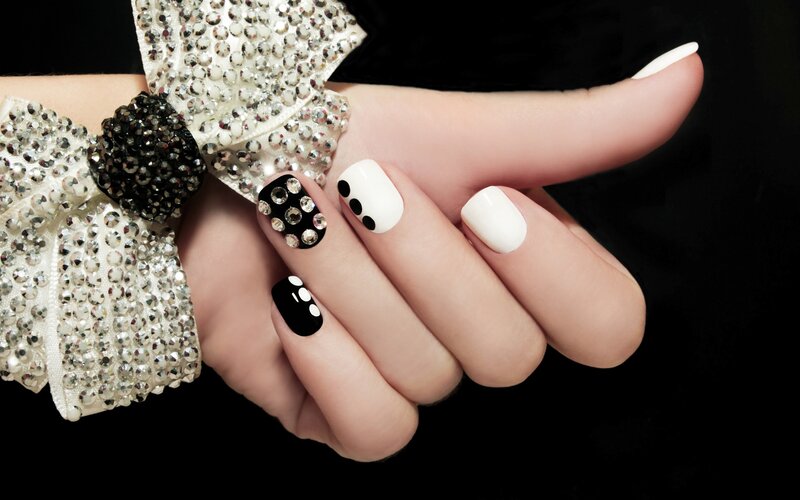 Hand with Nail Art — White