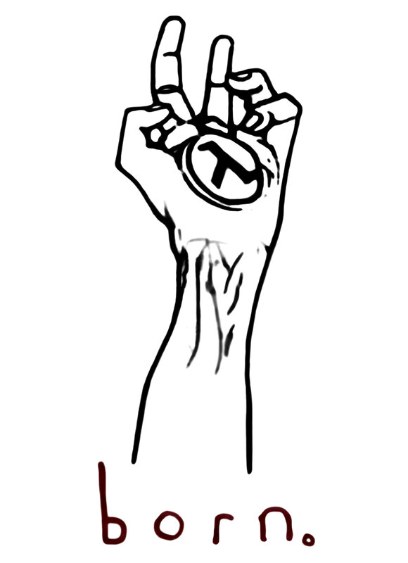 hand with peace sign and symbol