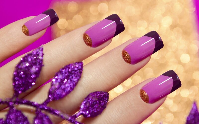 Hand with Purple Nails — Festive