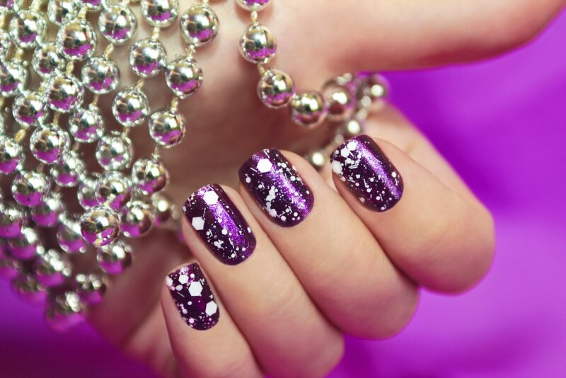 Hand with Purple Nails — Glamorous