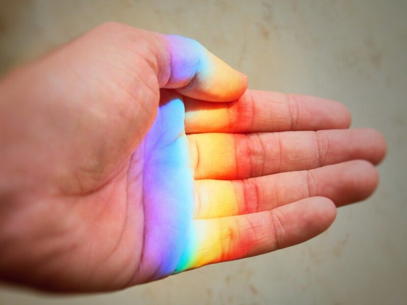 Hand with Rainbow Light — Red