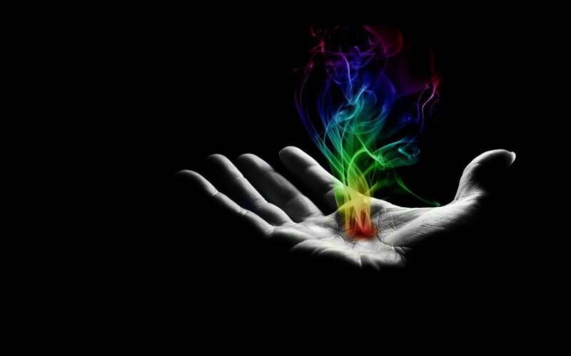 Hand with Rainbow Smoke — Black, Dramatic