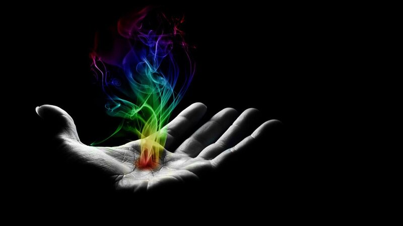 Hand with Rainbow Smoke — Black