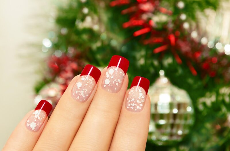 Hand with Red Nails — Festive