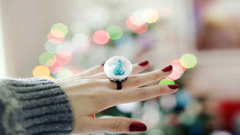 Hand with Snow Globe Ring