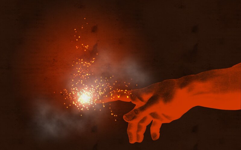 hand with sparks