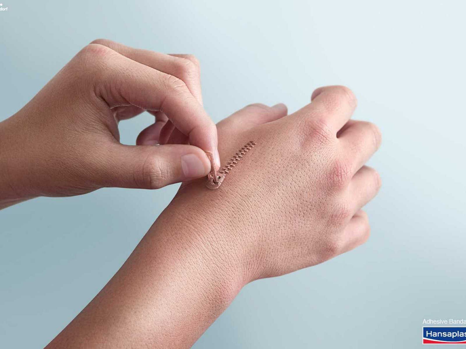 Hand with zipper design