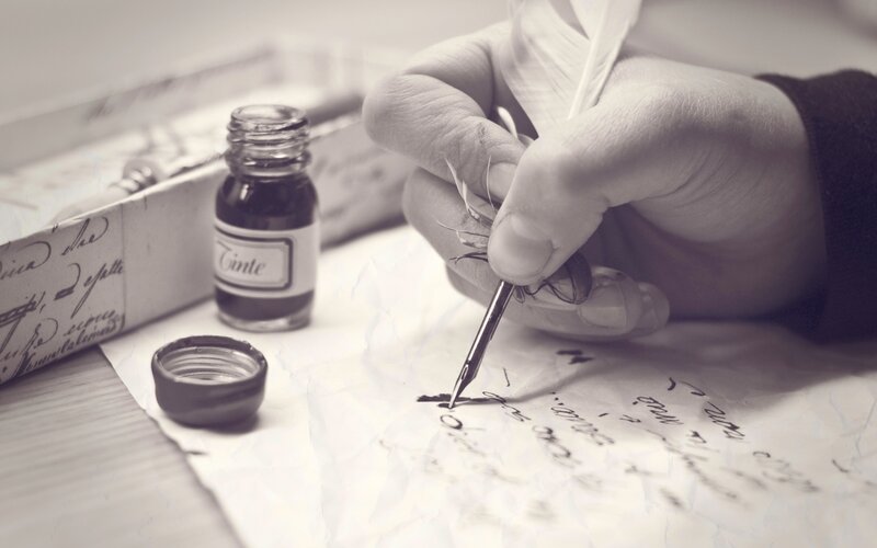 Hand Writing with Quill — Black