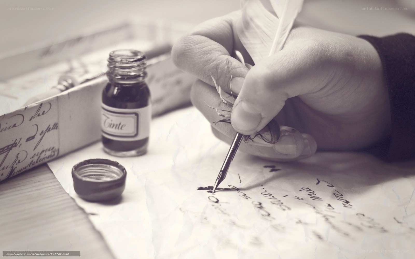 hand writing with quill pen