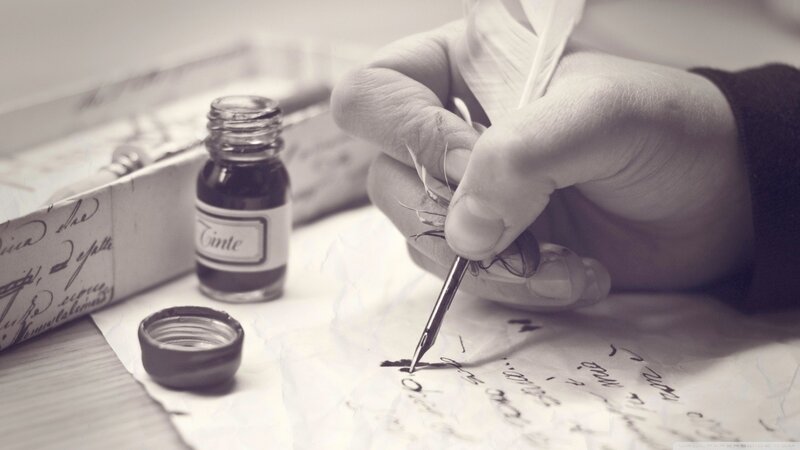 hand writing with quill pen