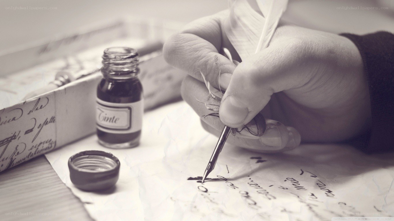 hand writing with quill pen